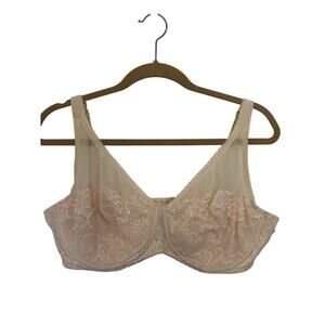 Barely Breezies Women’s Bra Size 42D Nude Light Peach Lace Floral Underwire